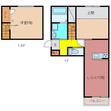 中川原駅 徒歩4分 1階の物件間取画像